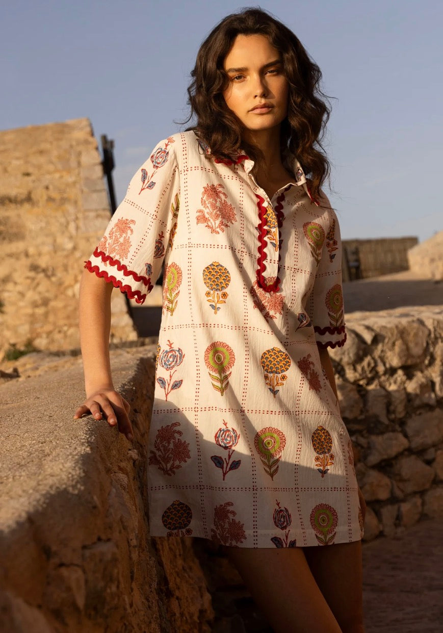 Taormina Cream Collared Shirt Dress