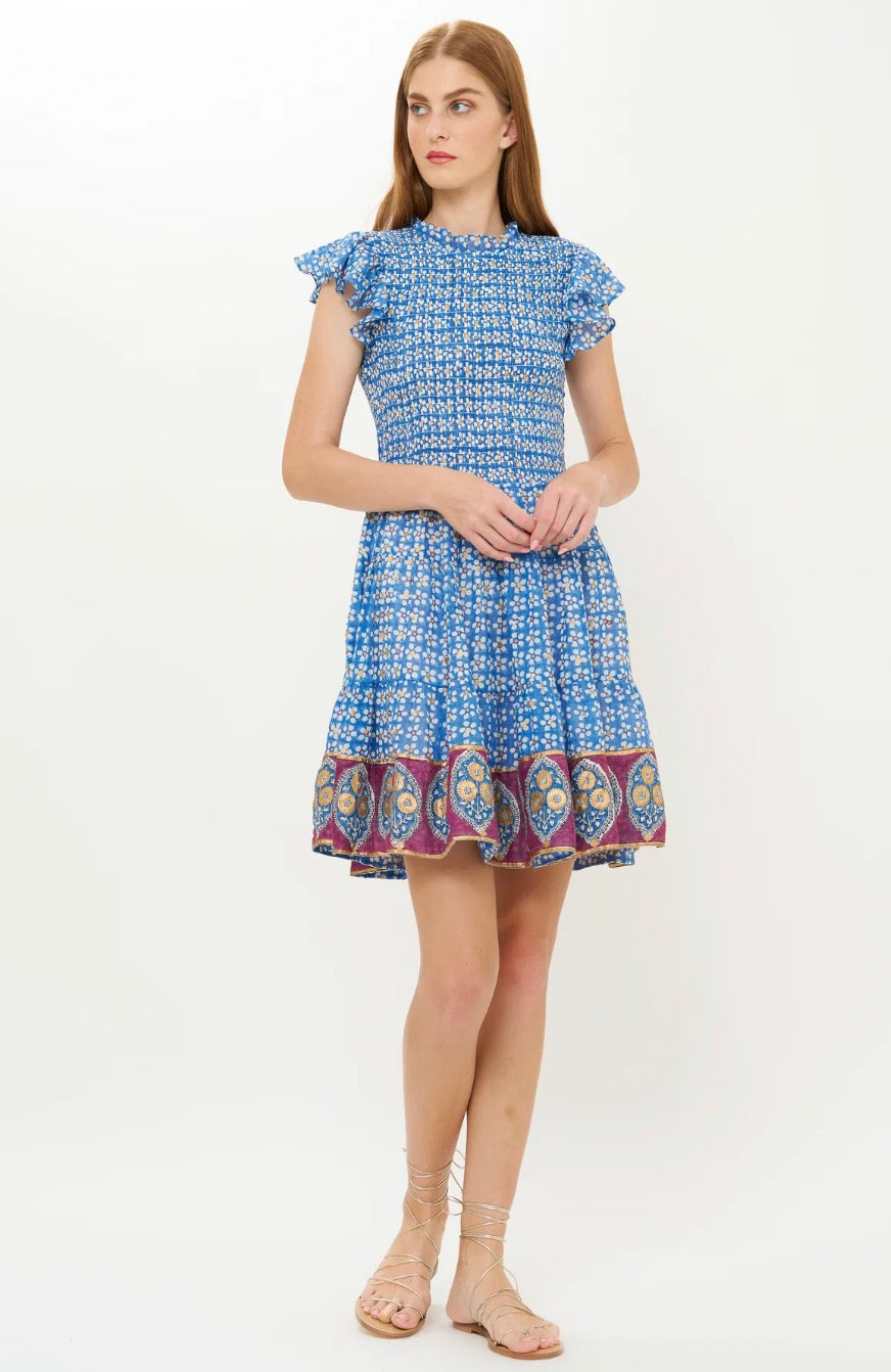 Aster Blue Smocked Flirty Short