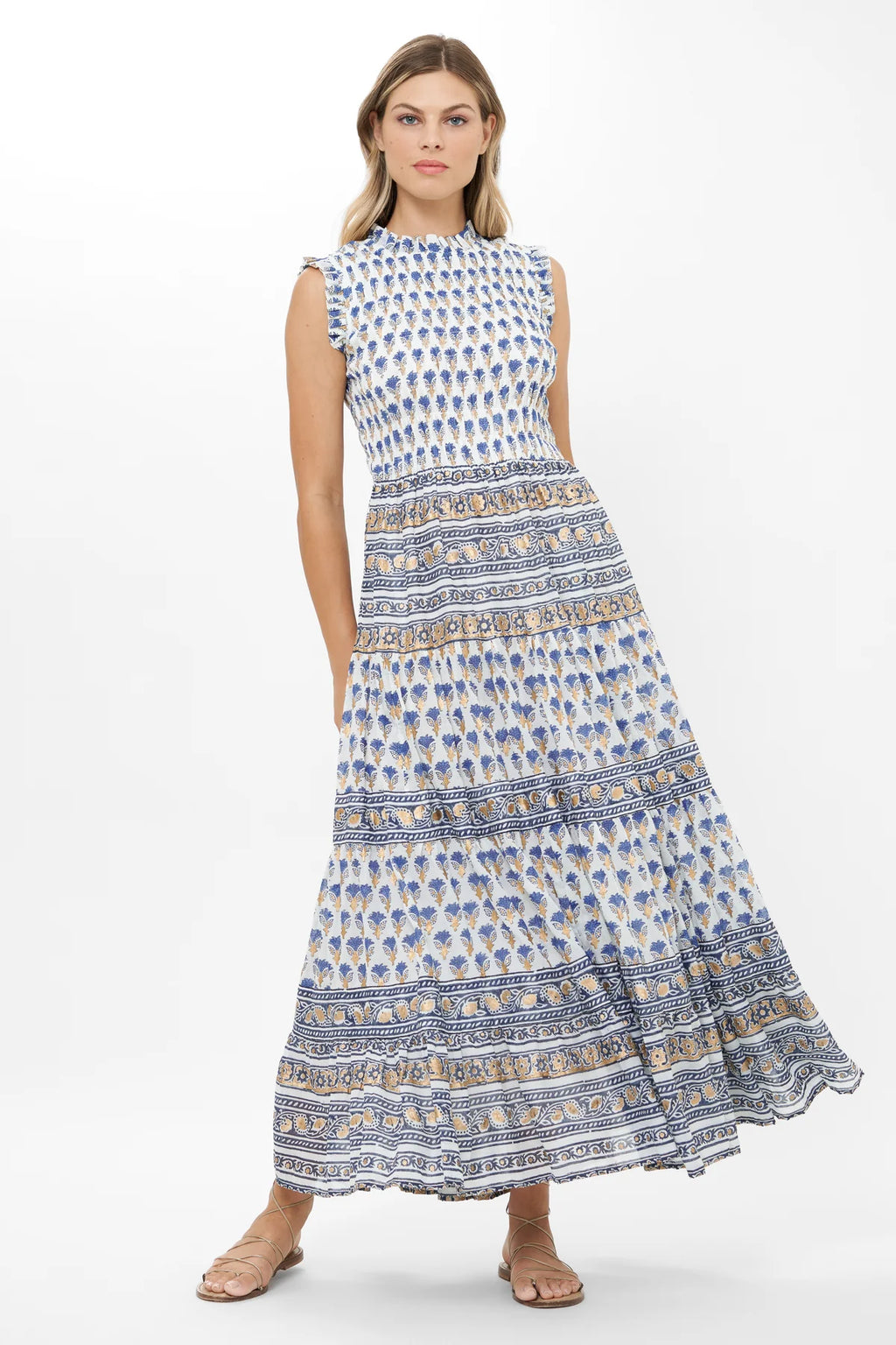 Lotus Navy Sleeveless Smocked Maxi