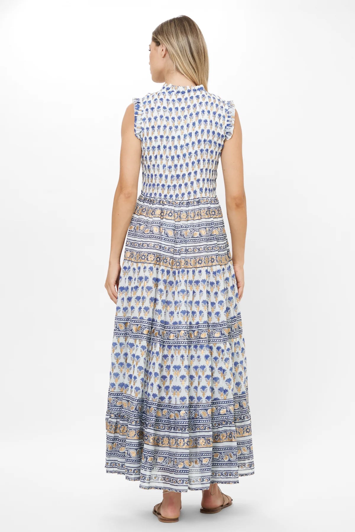 Lotus Navy Sleeveless Smocked Maxi