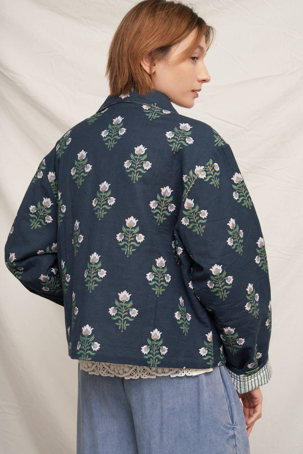 Reversible Quilted Flower Striped Jacket