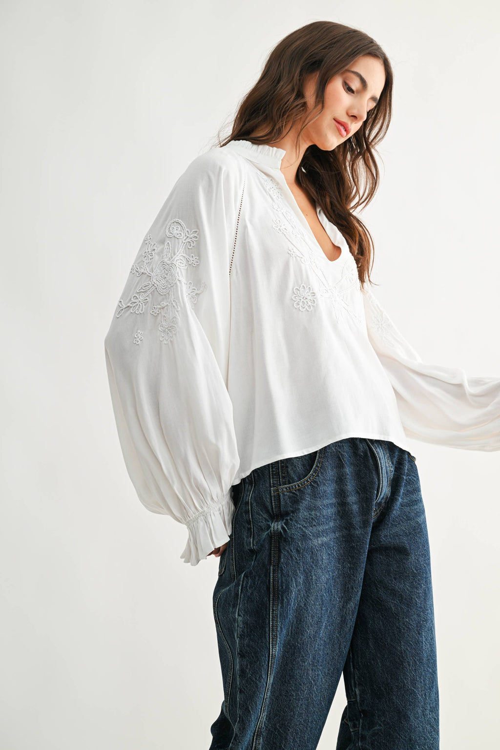 Embroidered White Peasant Blouse