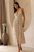 Floral Shoulder Tie Strap Midi Dress