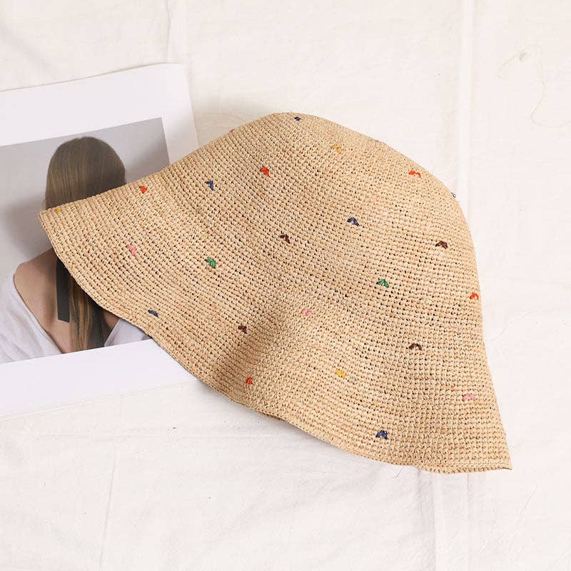 Polka Dot Raffia Hat