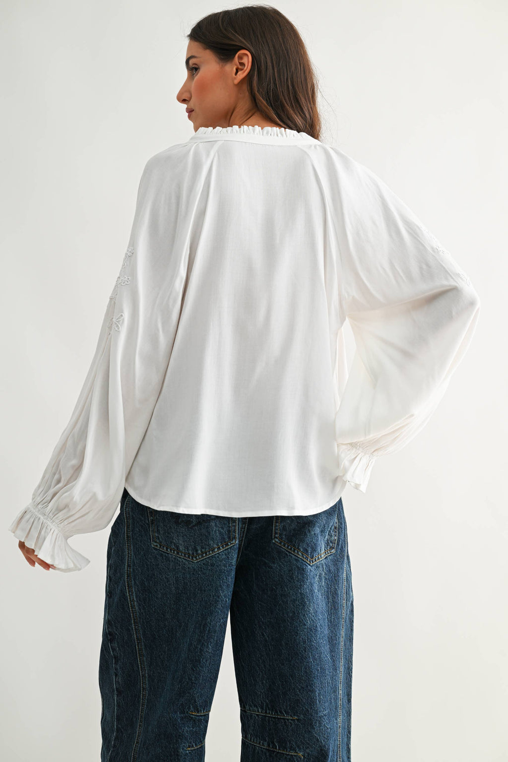 Embroidered White Peasant Blouse
