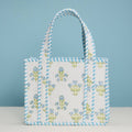 Blue Floral Quilted Mini Tote Bag