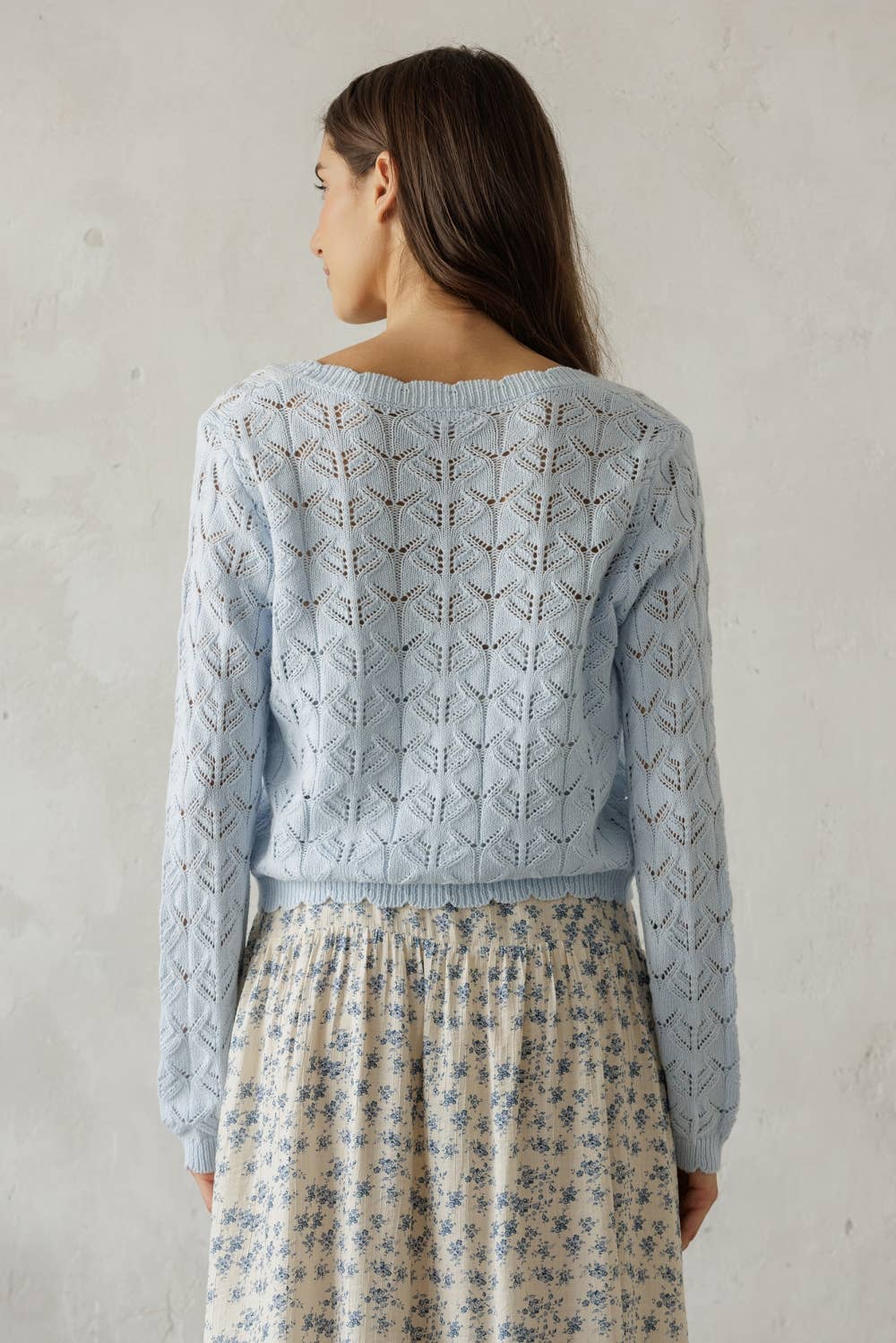 Open Knit Tassel Tie Knit Cardigan