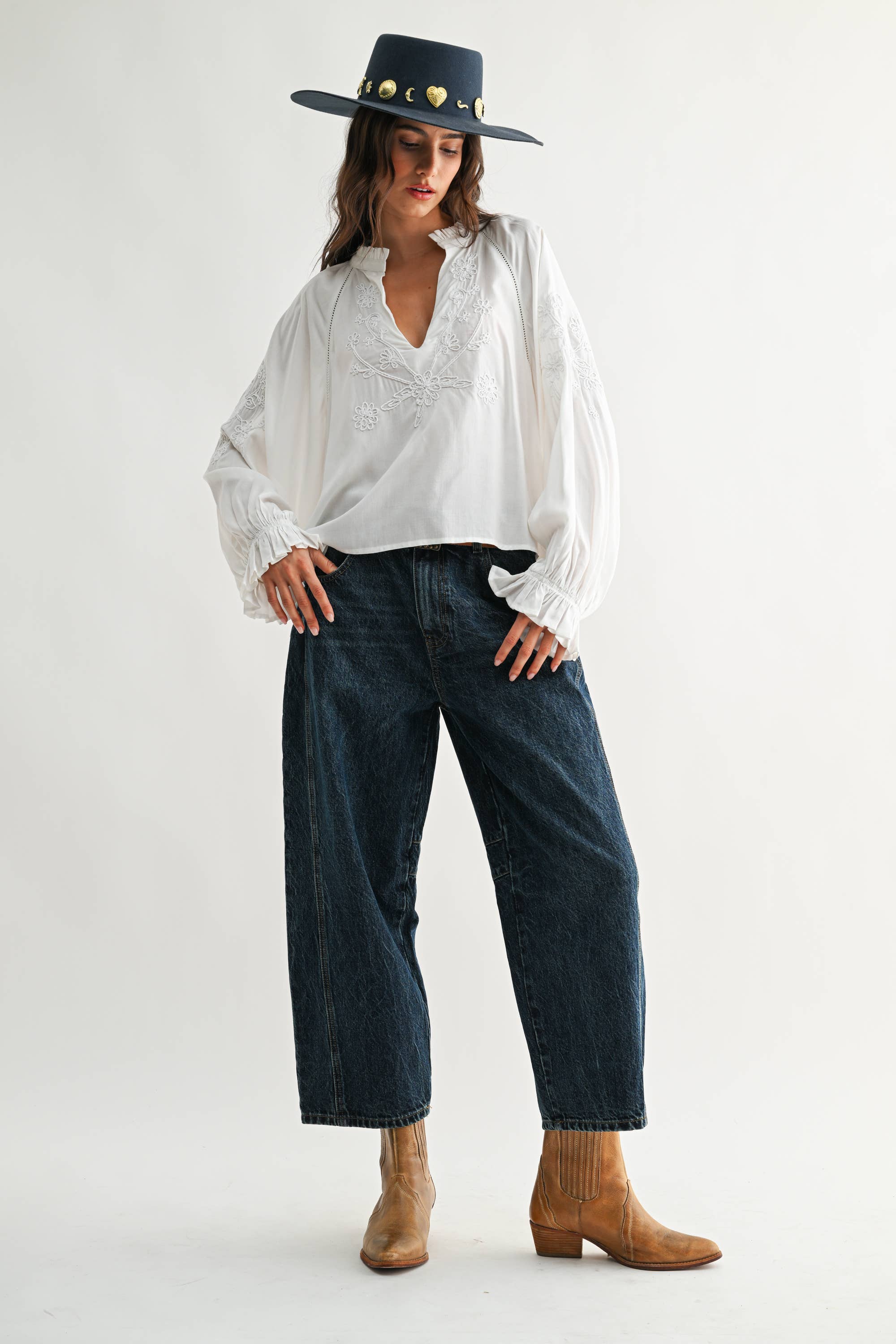 Embroidered White Peasant Blouse