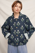 Reversible Quilted Flower Striped Jacket