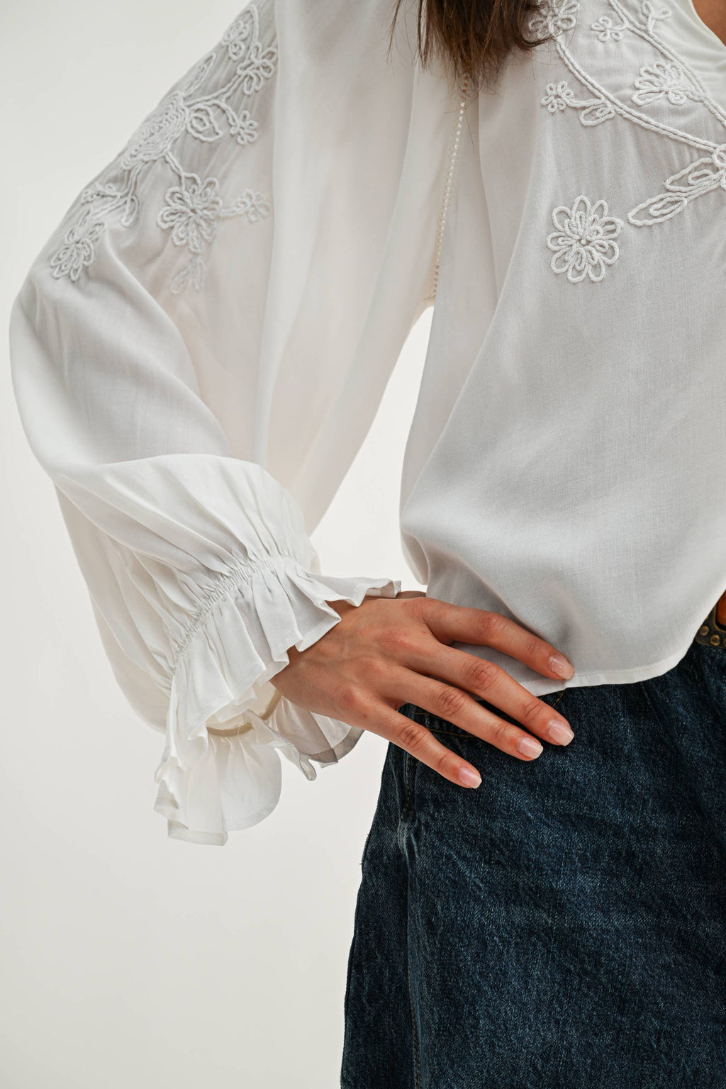 Embroidered White Peasant Blouse